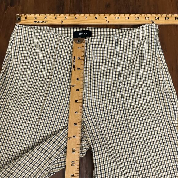 THEORY Alettah Ainsley Check Cropped Pants Ankle Zip in Multicolor - Picture 14 of 16